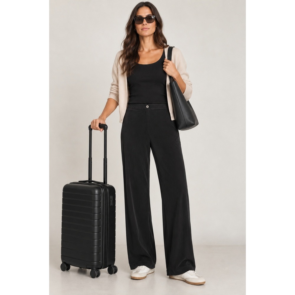 Chico's Travelers Black Wide Leg Pants 10 Minimalist Quiet Luxury Office Chic